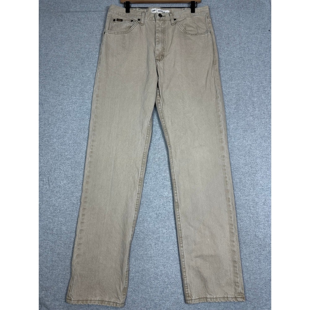 VTG Lee Regular Fit Jeans Mens 33x36 Tan Khaki Denim Straight Leg Pants